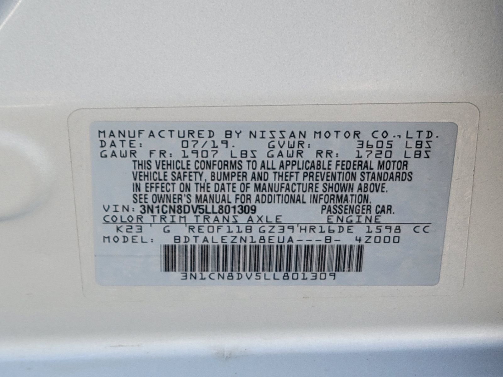 2020 Nissan Versa S